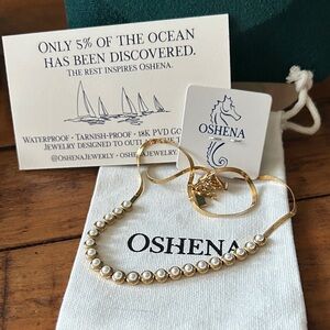Oshena Designer Beachwear Gold and Pearl Necklace NEW Release! Free Jewelry BOX!